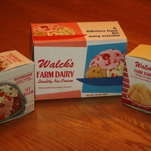 Vintage Dairy Advertising: 1950s-60s Ice Cream Cartons, New Old Stock Ice Cream Boxes, Warehouse Find image 1