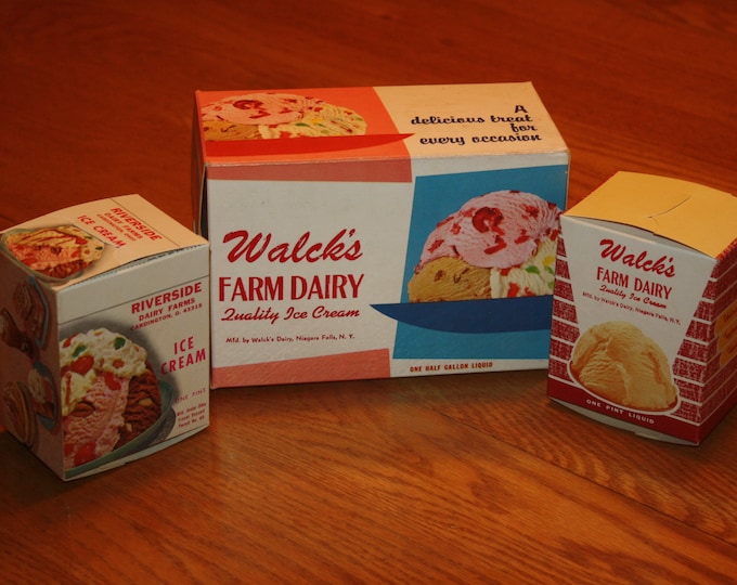 Vintage Dairy Advertising: 1950s-60s Ice Cream Cartons, New Old Stock Ice Cream Boxes, Warehouse Find!