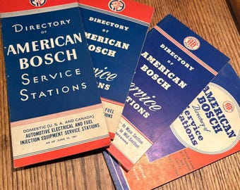 Collection of 4 Vintage 1940s American Bosch Service Stations Directories
