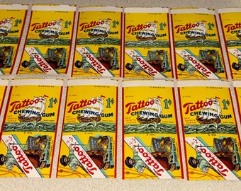Original NOS 1932 Tattoo Chewing Gum Wrappers: Orbit Gum Co., Complete Set of 12 Ships/Boats Illustrations SCARCE!