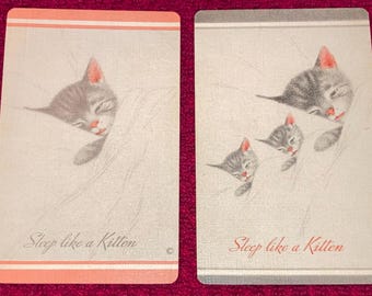 2 Vintage Chesapeake and Ohio Railway Playing Swap Cards featuring Chessie & Her Kittens Railroad Cats Mascot Kitty Logos 1940