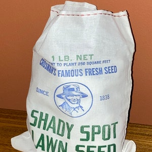 NOS Vintage Cotton Grass Seed Sack; Shady Spot Lawn Seed Linen Bag; Crosman Seed Co., East Rochester, NY image 9