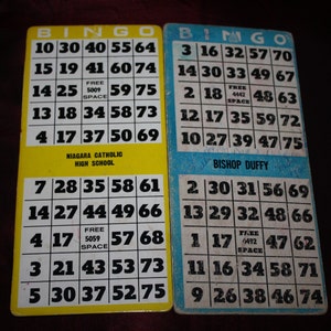 2 Vintage Catholic Church School Bingo Game Boards