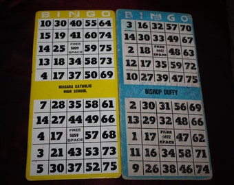 2 Vintage Catholic Church School Bingo Game Boards