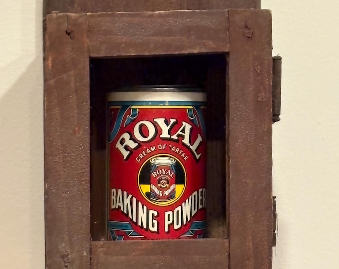 Antique Country Primitive Wooden Clock Box with Old Paint; Hanging Wall Box