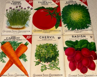 1952 Crosman Seed Co. Vintage Unopened packets with Seeds! Vegetable, Herbs