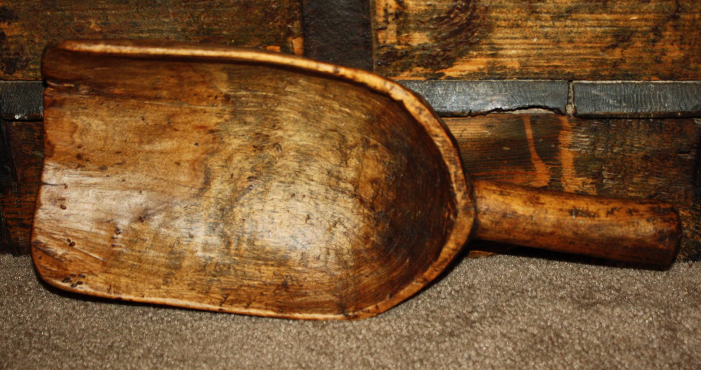 Primitive Antique Carved Wooden Grain Scoops