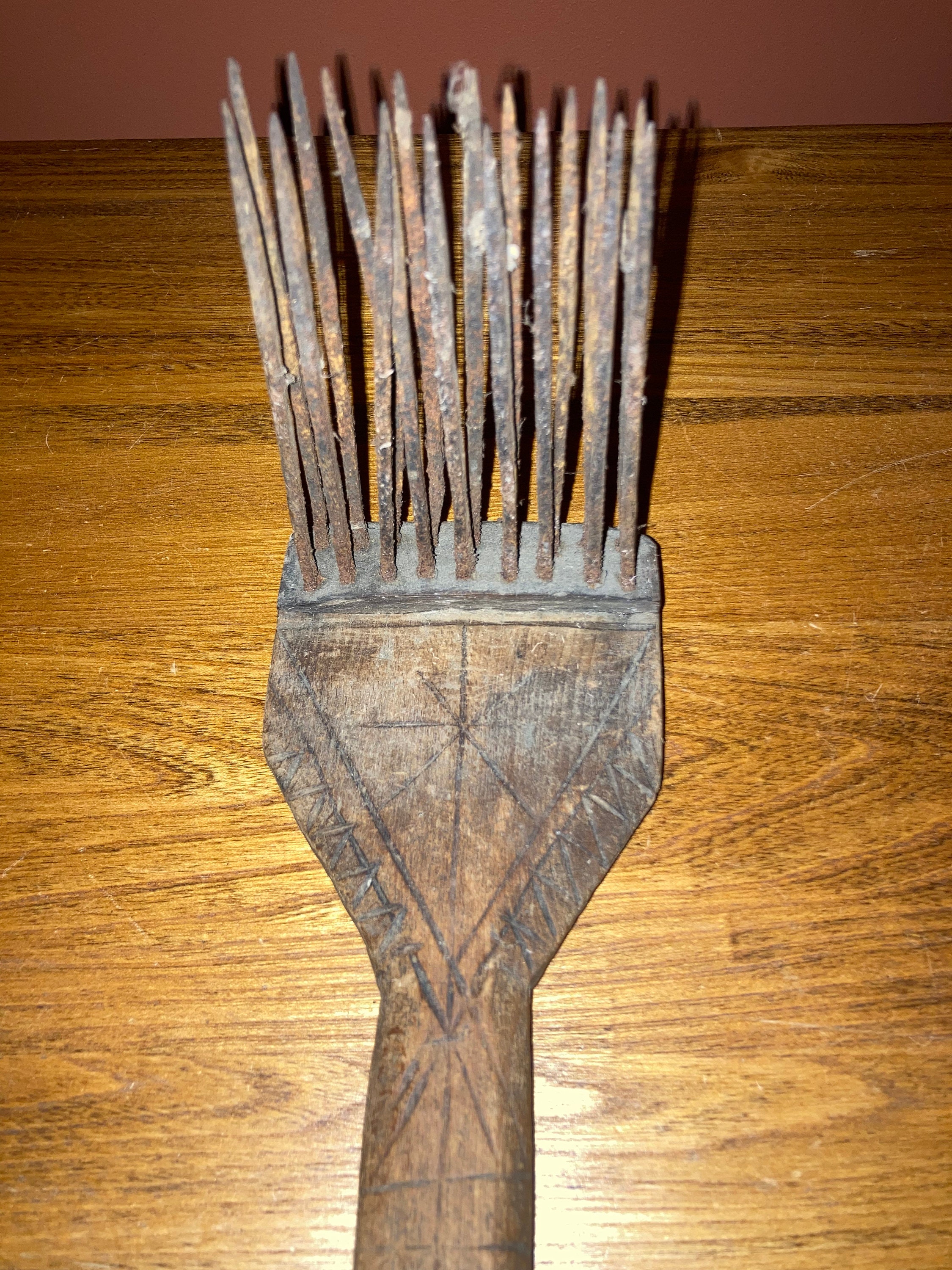 Antique Primitive Wool Comb Antique Natural Wool Comb Hand Carved