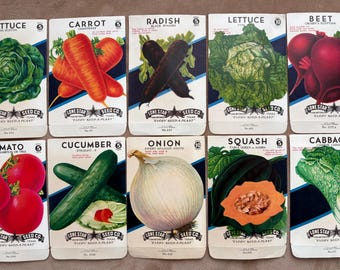 10 Vintage 1940s Unused Old Stock 5, 10 CENT Vegetable Seed Packs; Lone Star Seed Co, San Antonio, Texas Warehouse Find! NOS Packets  #LS2
