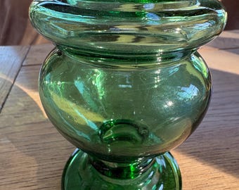 Antique Blue Green Glass Oil Lamp Base, Never Used, New Old Stock