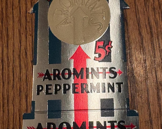 Original 1932 Die Cut 5 Cent Aromints Peppermint Candy Box Fly: Vintage Advertising