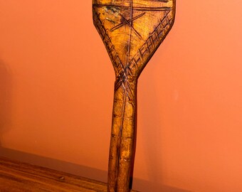 Antique Carved Wooden Flax Wool Carding Comb; Heckle, Hetchel, Primitive 19th Century Handmade Linen Making Tool