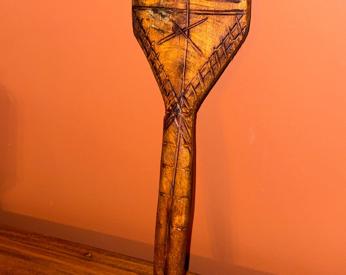 Antique Carved Wooden Flax Wool Carding Comb; Heckle, Hetchel, Primitive 19th Century Handmade Linen Making Tool