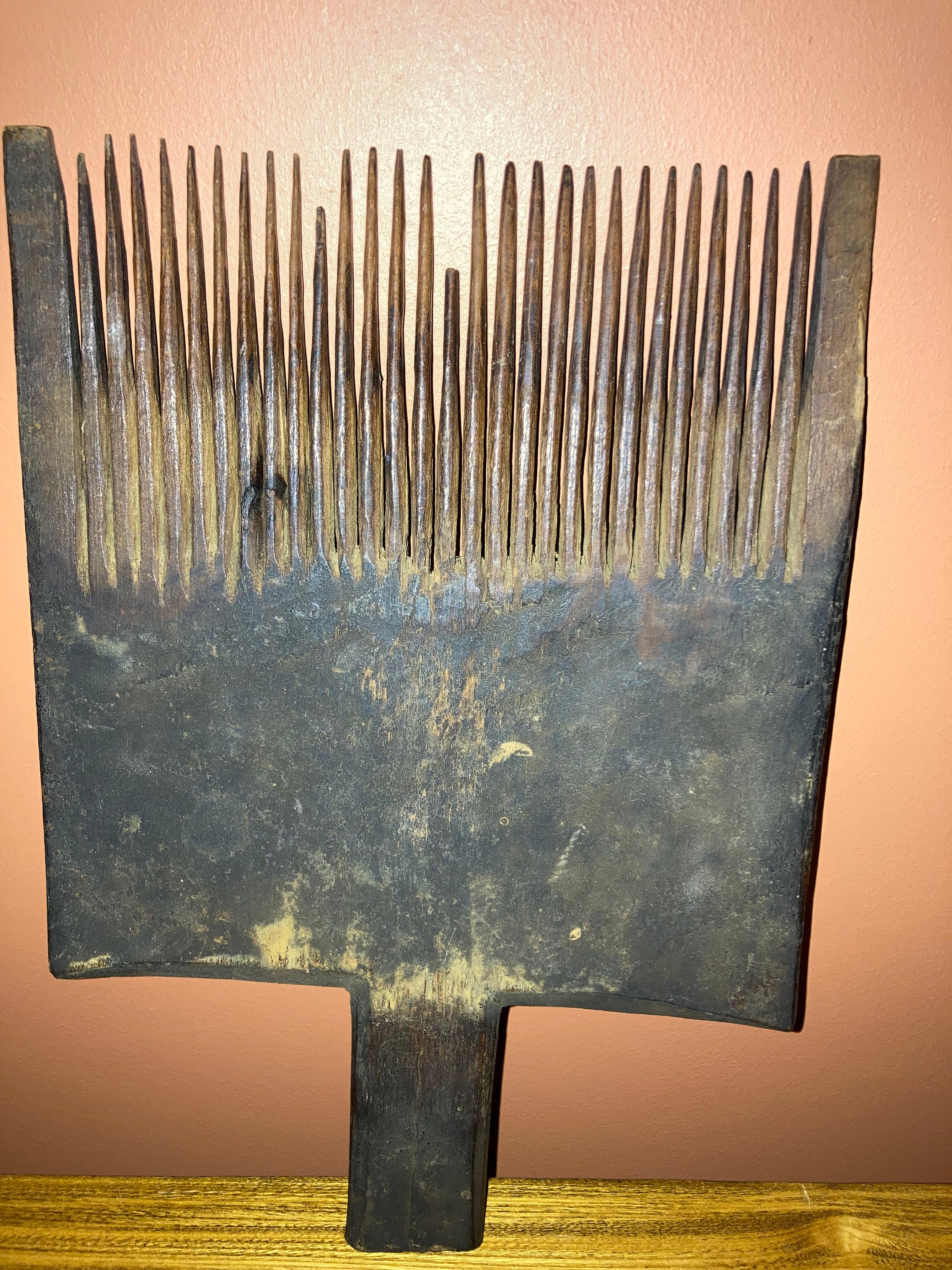 Antique Primitive 1-Piece Wooden Wool Carding Comb, 19th Century ...