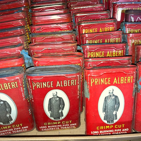 Vintage Prince Albert Crimp Cut Tobacco Tin & Original Cigarette Rolling Papers