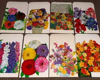 Vintage Jumbo Flower Seed Packets, 1960s New Old Stock, Never Used! Colorful! Unbranded!
