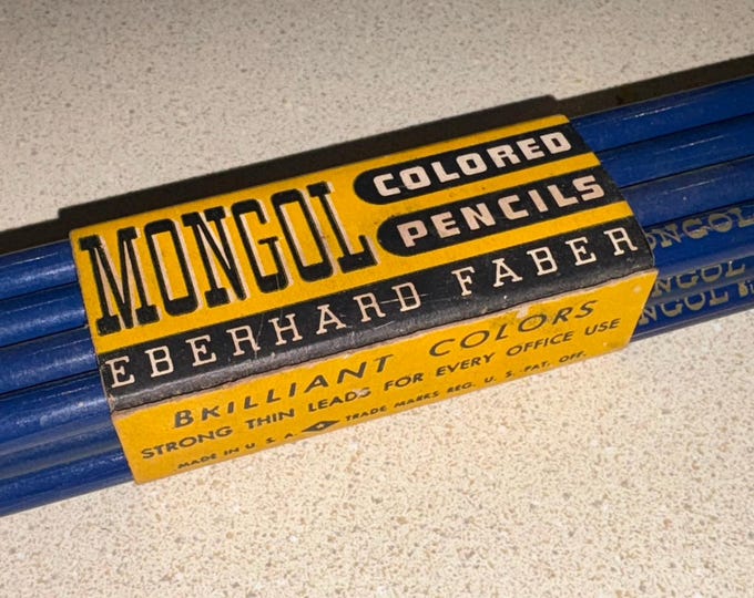 12 Vintage NOS Mongol Colored Pencils Eberhard Faber Dark Blue #865 unused!