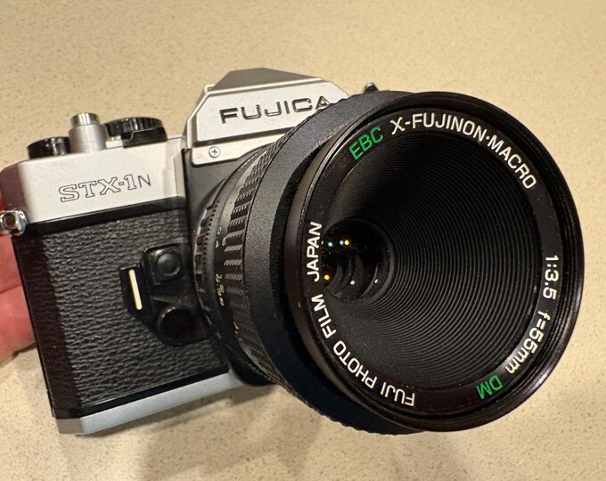 Vintage Fujifilm Fujica STX-1N 35mm SLR FILM Camera with Fuginon 55mm f3.5 Macro Lens