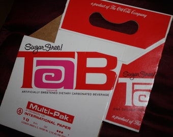 Vintage 1960s Tab Cola 6 Pack Bottle Carrier, NOS Carton! Old Stock, Unused