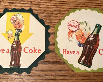 Vintage 1950s Coca-Cola Coasters: Sprite Boy, New Old Stock