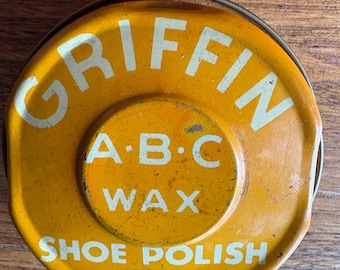 Vintage Shoe Polish Tin: Griffin ABC Wax Show Polish; 1950s NOS Never Used Warehouse Find!