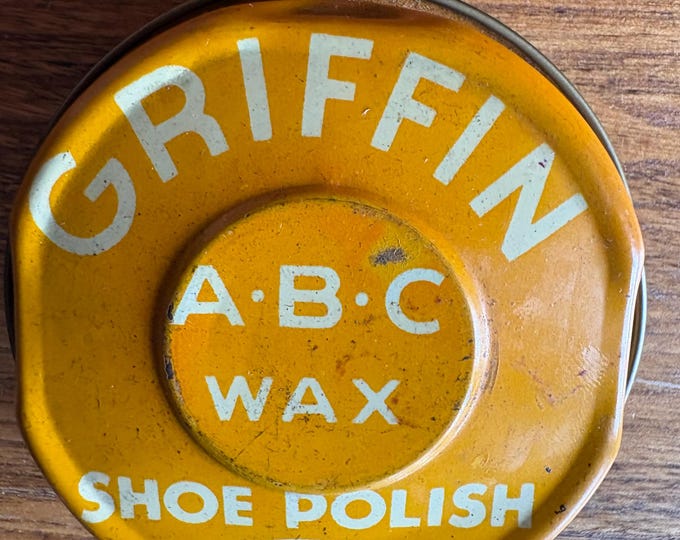 Vintage Shoe Polish Tin: Griffin ABC Wax Show Polish; 1950s NOS Never Used Warehouse Find!
