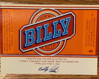 Vintage 1977 Billy Beer Bottle Label, NOS, Never Used, President Carter's Brother