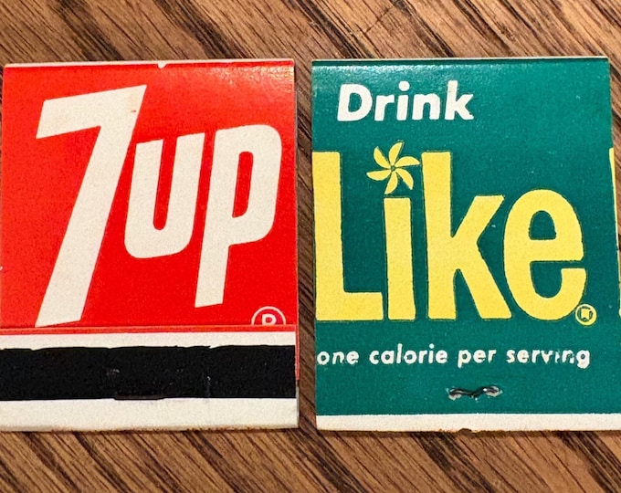2 Vintage 1960s 7up, Like Soda Matchbooks, New Old Stock, Never Used!