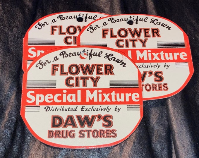 1940s Daw's Drug Stores Vintage Grass Seed Advertising Hang Tags; Old Stock, Never Used!