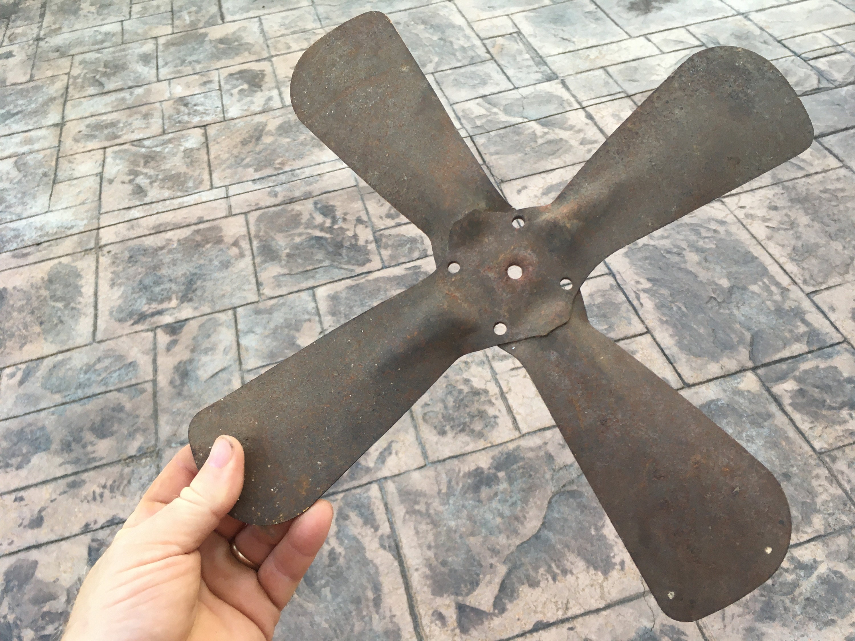 Antique Metal Ford Model T Fan Blade, Steampunk, Industrial Decor