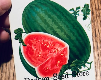 Vintage Lithographed Watermelon Seed Packet:, Dodson Seed Store, Dansville Ill. Never Used Warehouse Find! NOS 1940s