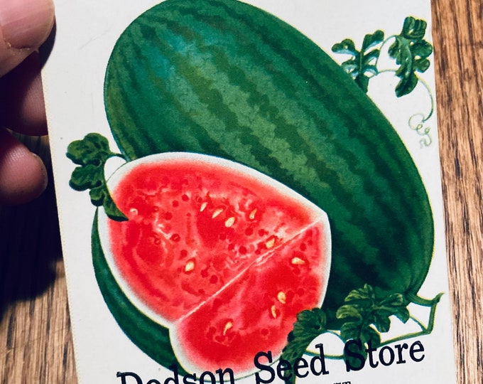 Vintage Lithographed Watermelon Seed Packet:, Dodson Seed Store, Dansville Ill. Never Used Warehouse Find! NOS 1940s