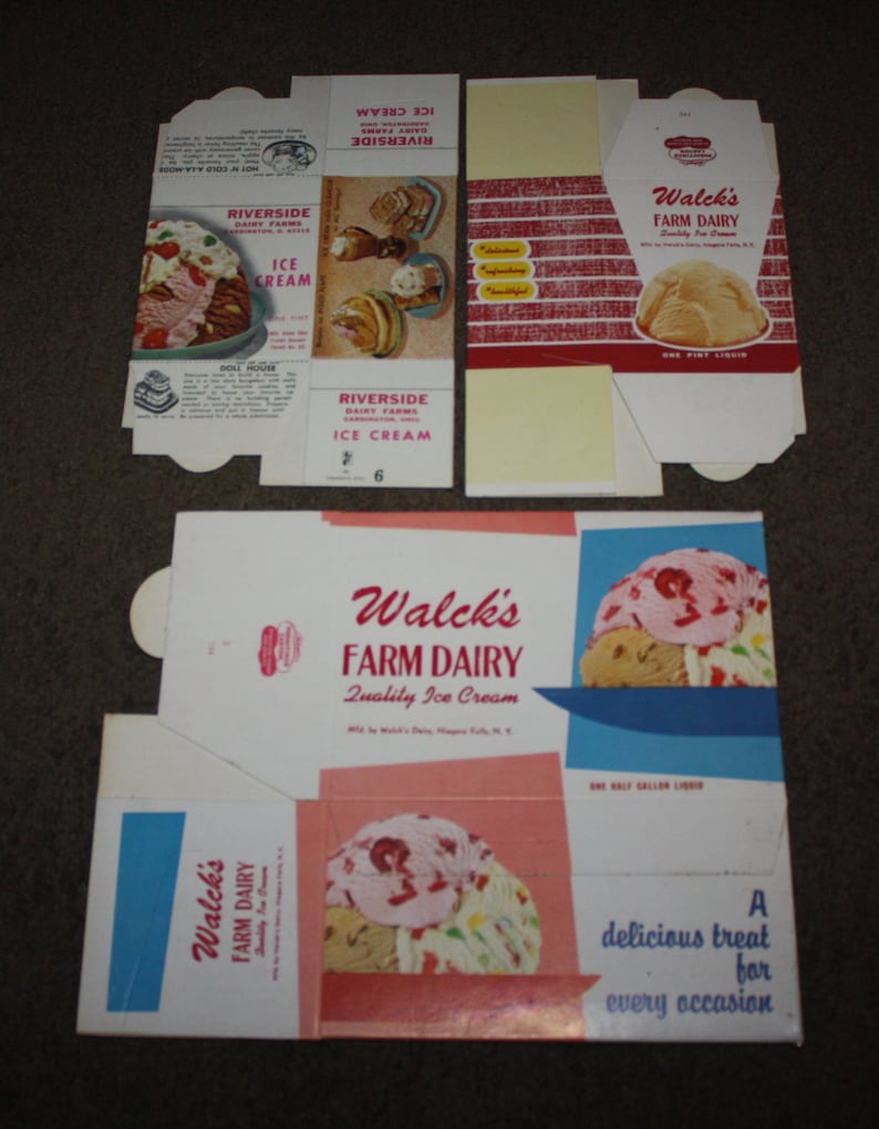 Vintage Dairy Advertising: 1950s-60s Ice Cream Cartons, New Old Stock Ice Cream Boxes, Warehouse Find image 3