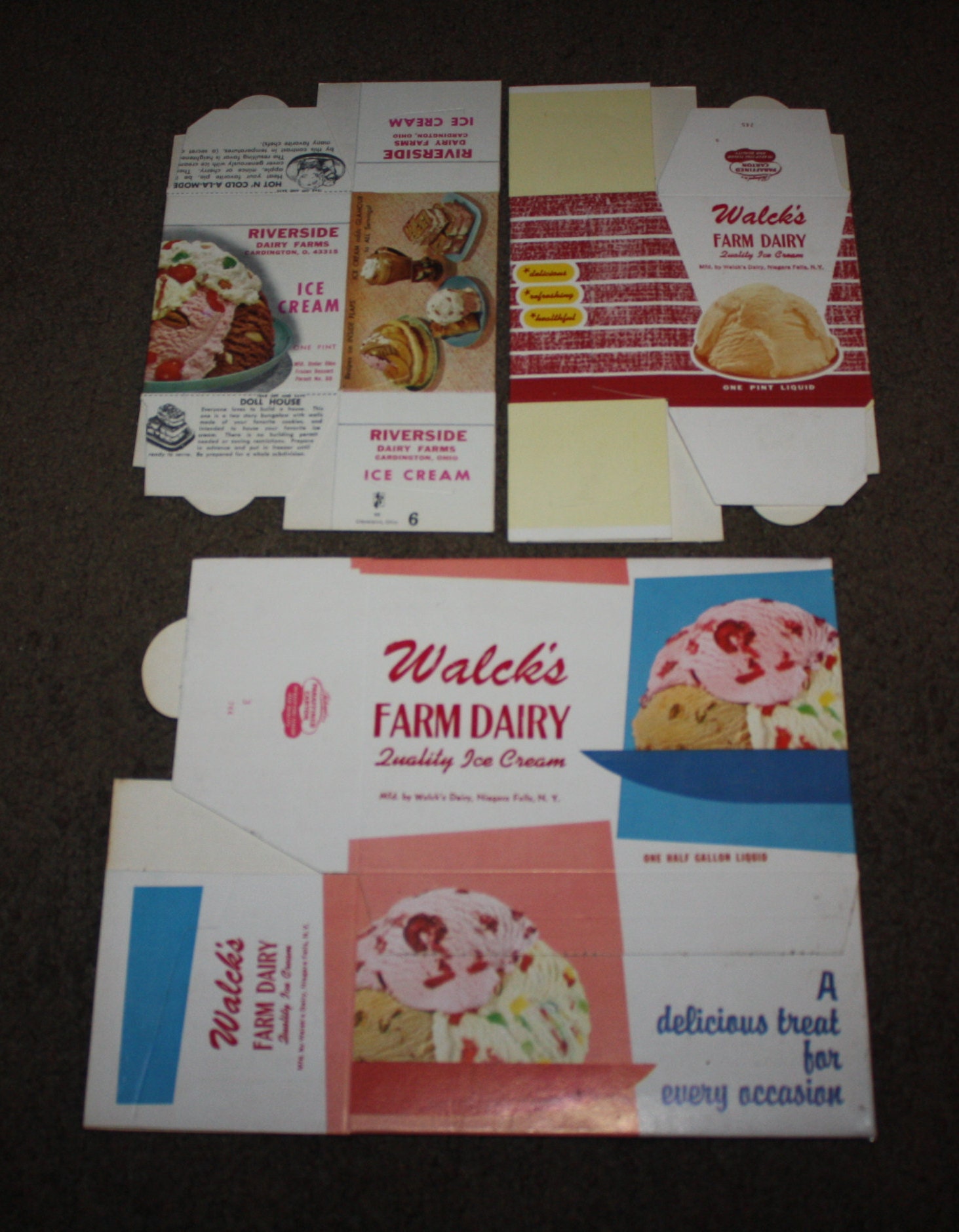 Vintage Dairy Advertising: 1950s-60s Ice Cream Cartons, New Old