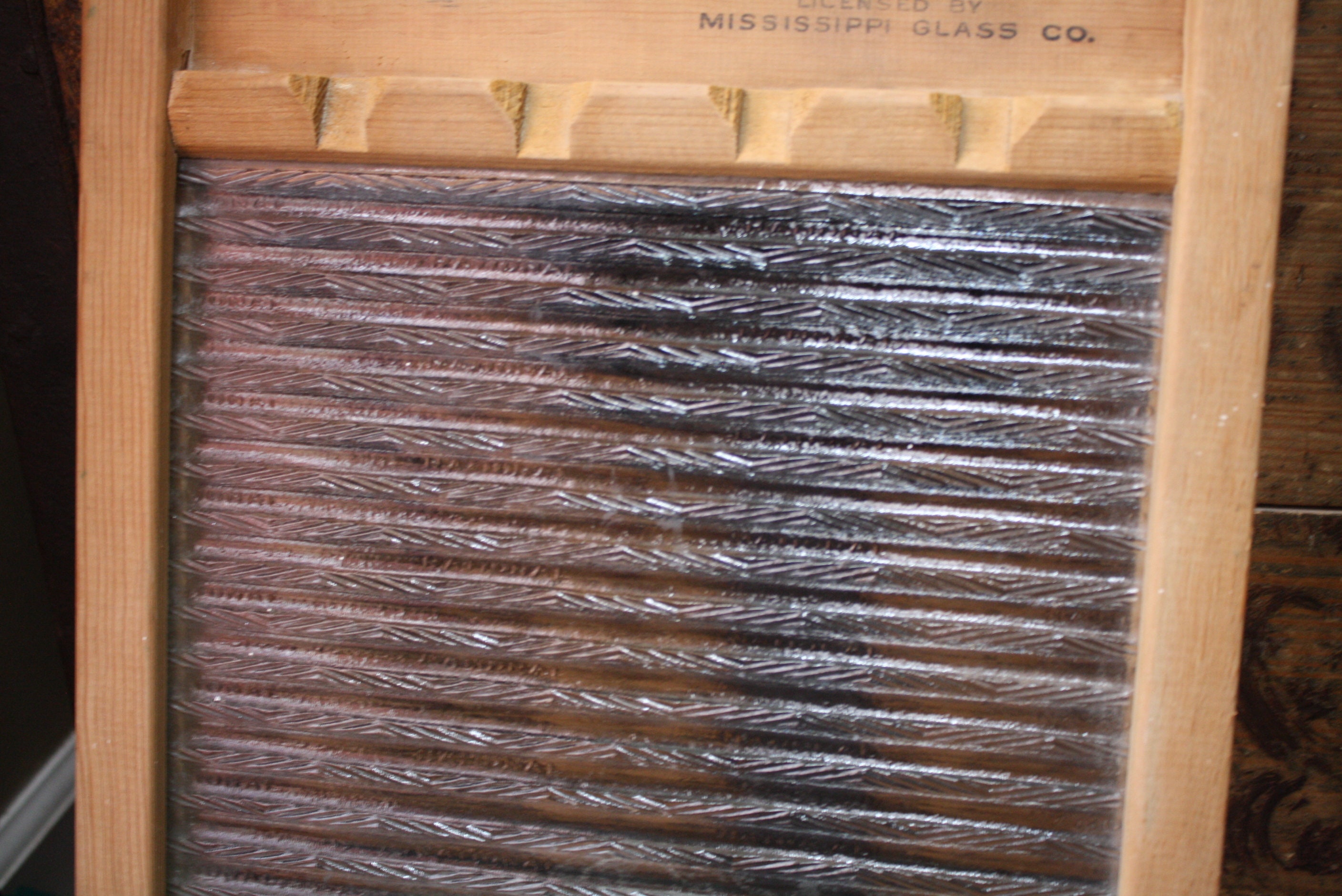 Antique Wooden Washboard with Glass Panel; National Washboard Co. No. 862