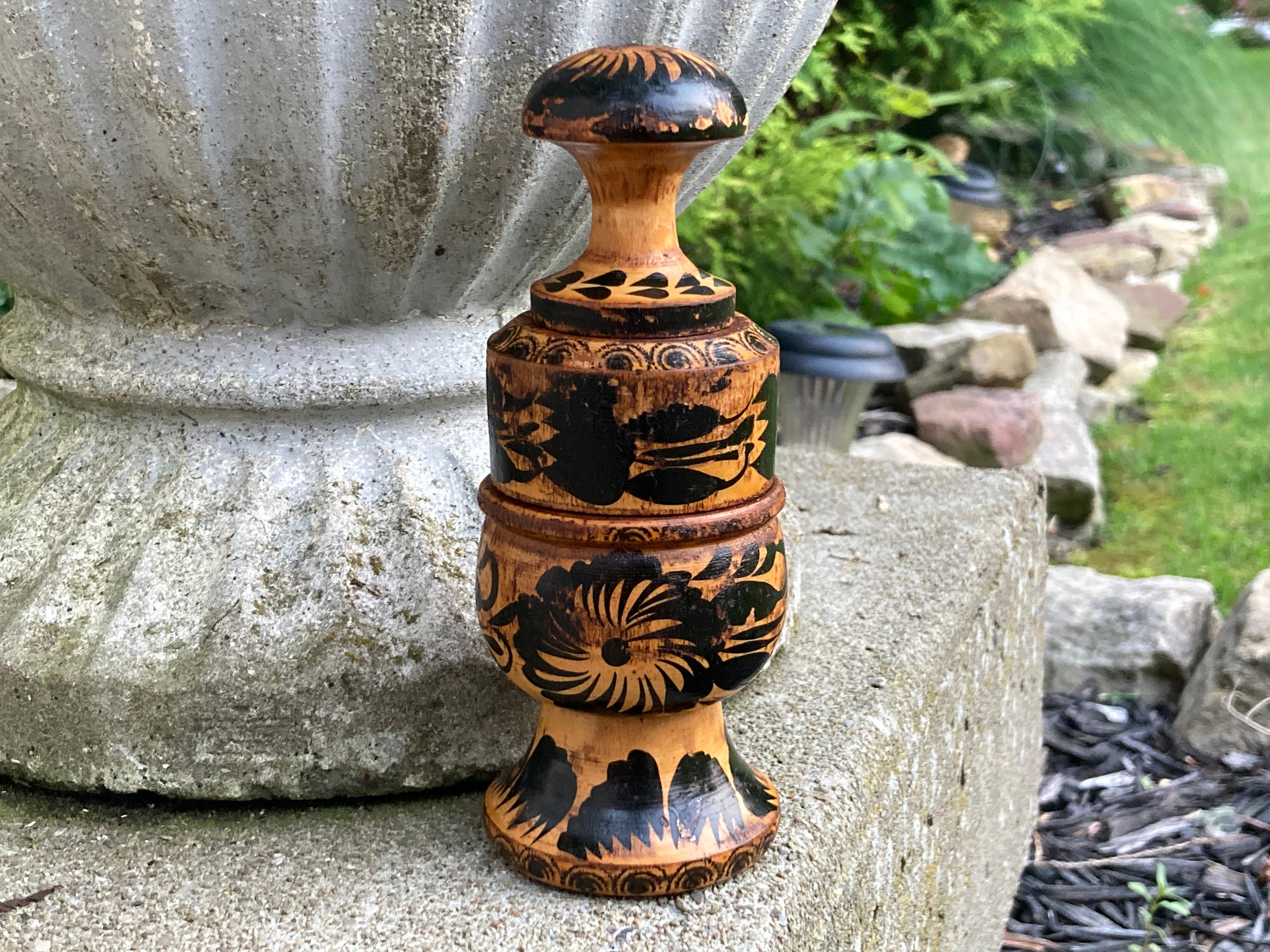 wooden nutmeg grinder