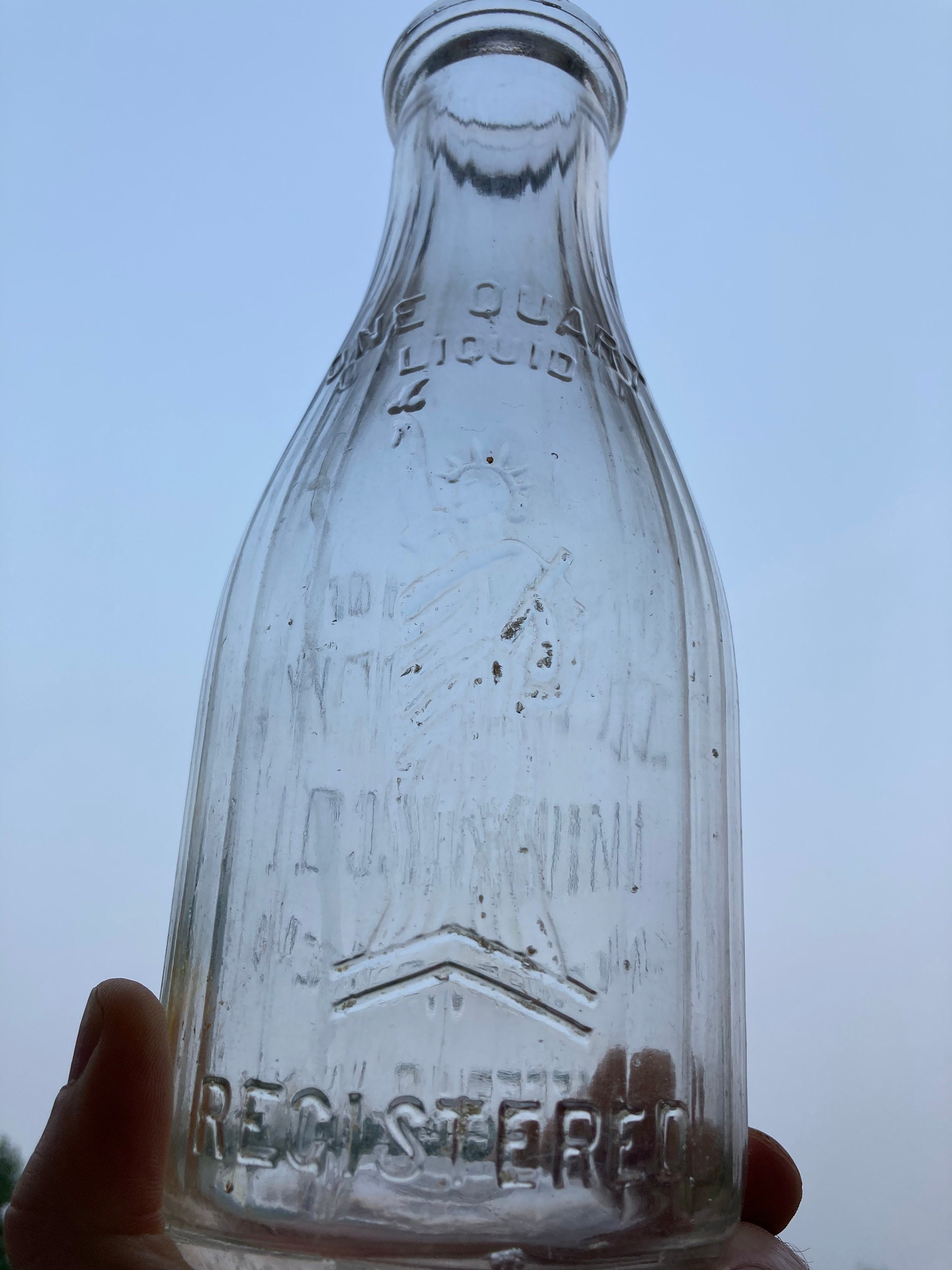Original 1926 Liberty Milk Co. Bottle, Buffalo NY; Statue of Liberty