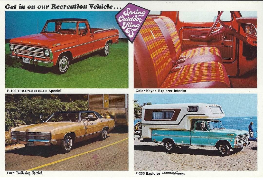 Vintage Unused 1969 Ford Dealer Postcard: F-100 Special, F-250