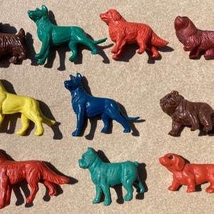 10 Vintage Vending Gumball Machine Dog Charms Toy Prizes Cracker Jack New Old Stock