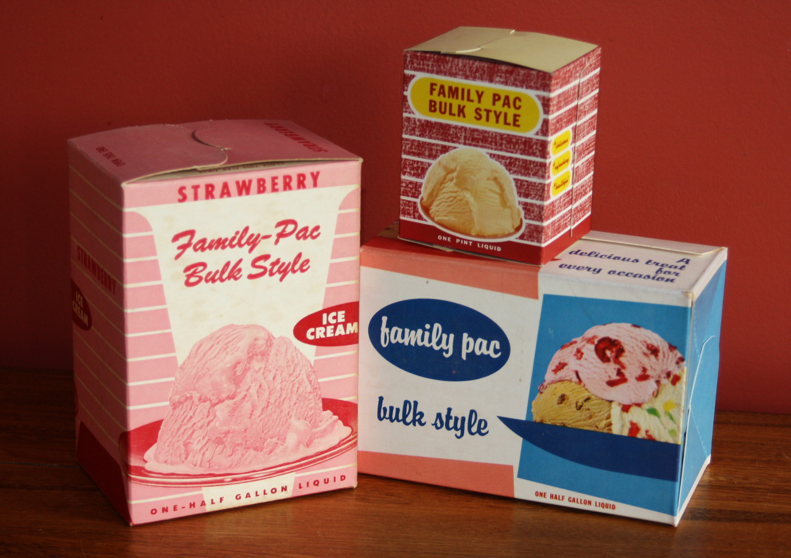 Vintage Dairy Advertising 1950s Ice Cream Cartons, New Old Stock Ice
