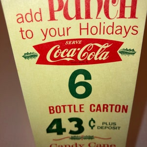Vintage Late 1950s Coca Cola Carton Advertising Insert; NOS Coke 6 Pack Promotion