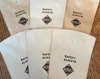 6 Vintage 1920s Erie Railroad Advertising Paper Tobacco Pouches, Envelopes, Liners