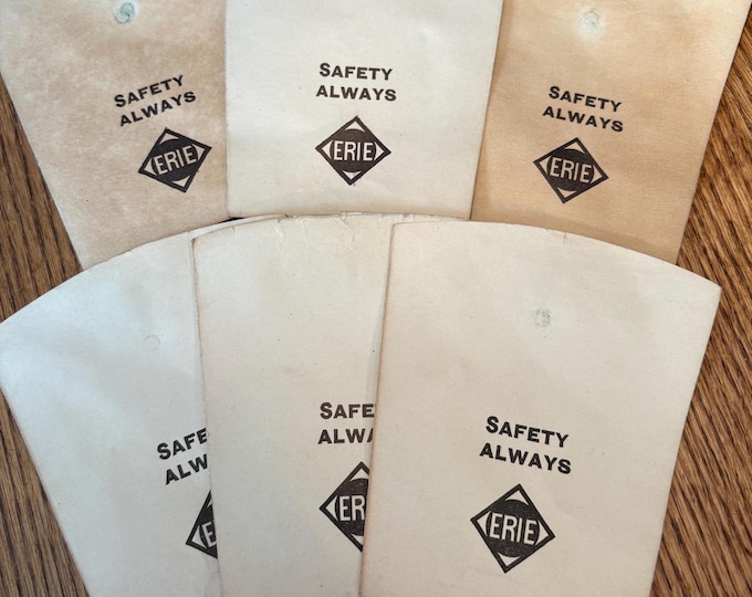 6 Vintage 1920s Erie Railroad Advertising Paper Tobacco Pouches, Envelopes, Liners
