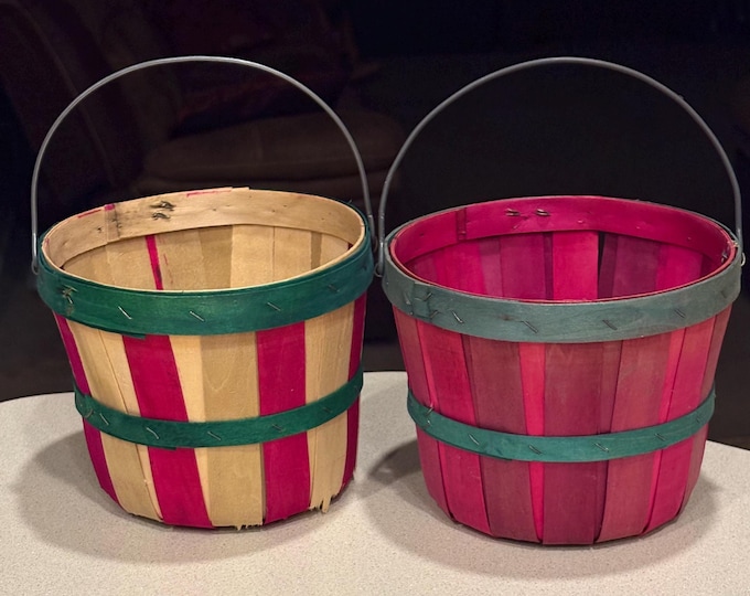 Vintage 1/4 Peck Wood Slat Apple Baskets, Never Used Old Stock!