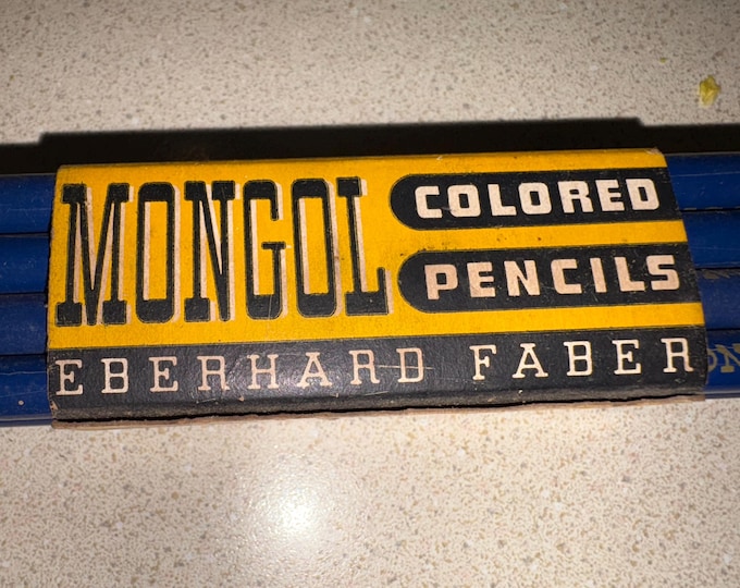 12 Vintage NOS Mongol Colored Pencils Eberhard Faber Dark Blue #865 unused!