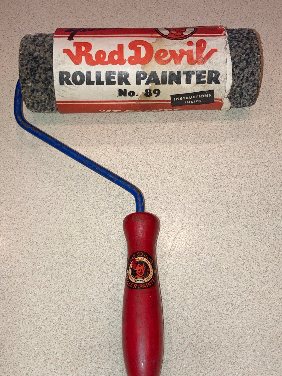 Vintage Red Devil Paint Roller No. 89 New Old Stock, Never Used Wooden