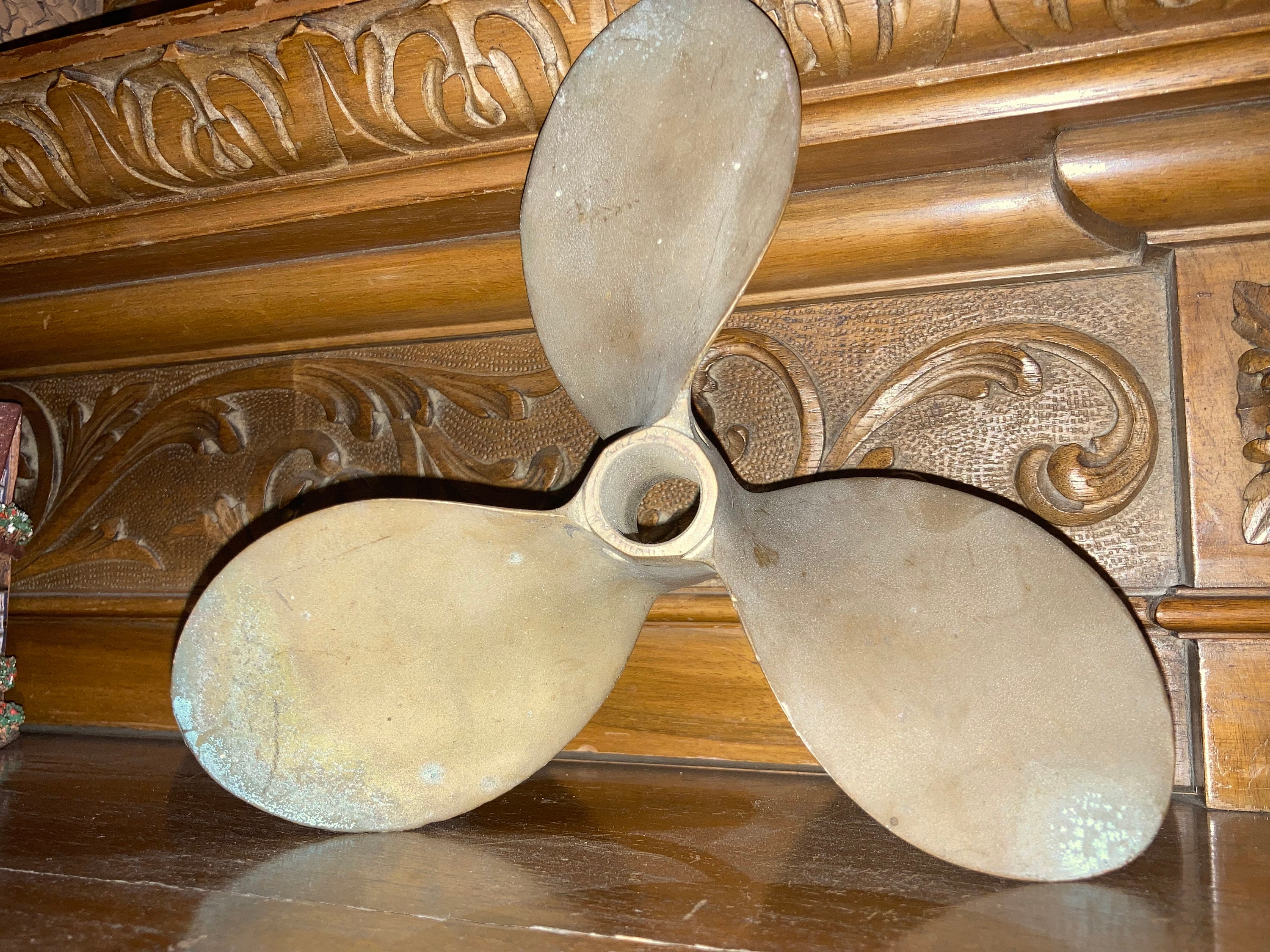 Vintage 1940s 3 Blade Solid Brass Boat Propeller; Nautical Art