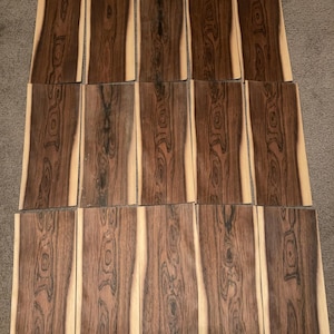 Lot of 15 Pieces of Rosewood Veneer from Old Woodworking Shop, 6 1/2&quot; by 16 1/8&quot;