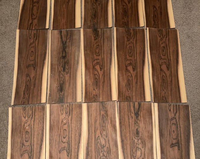 Lot of 15 Pieces of Rosewood Veneer from Old Woodworking Shop, 6 1/2" by 16 1/8"