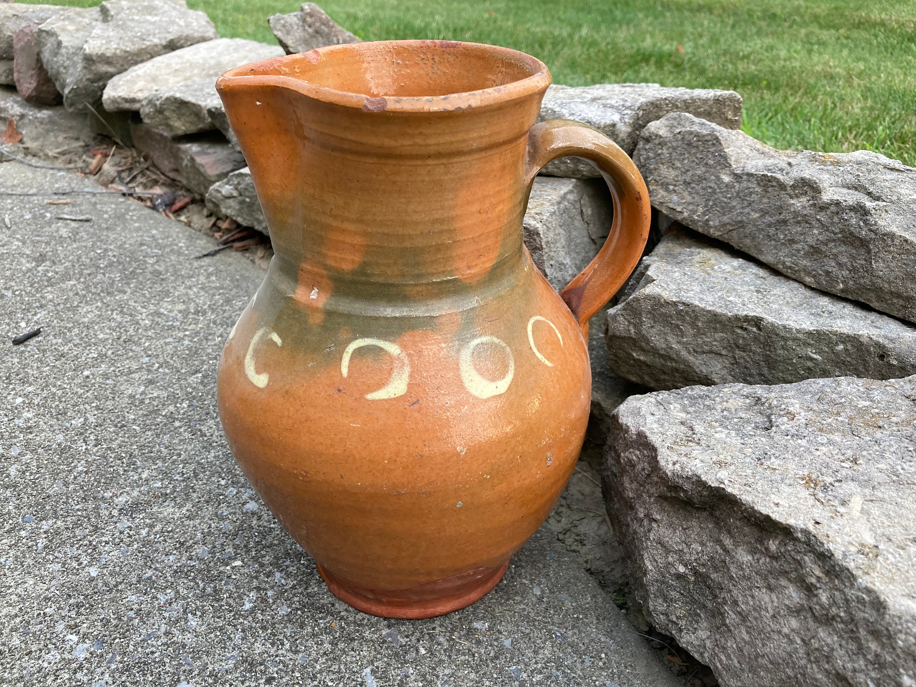 Reproduction 1/2 gallon pottery pitcher (stoneware, redware